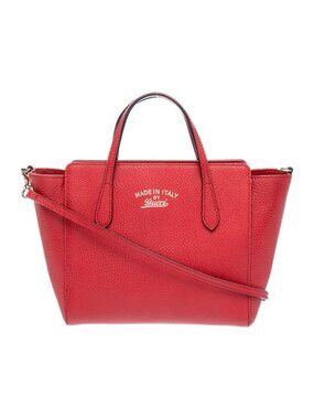 Gucci Swing Red Leather Small Top Handle Crossbody Tote Bag